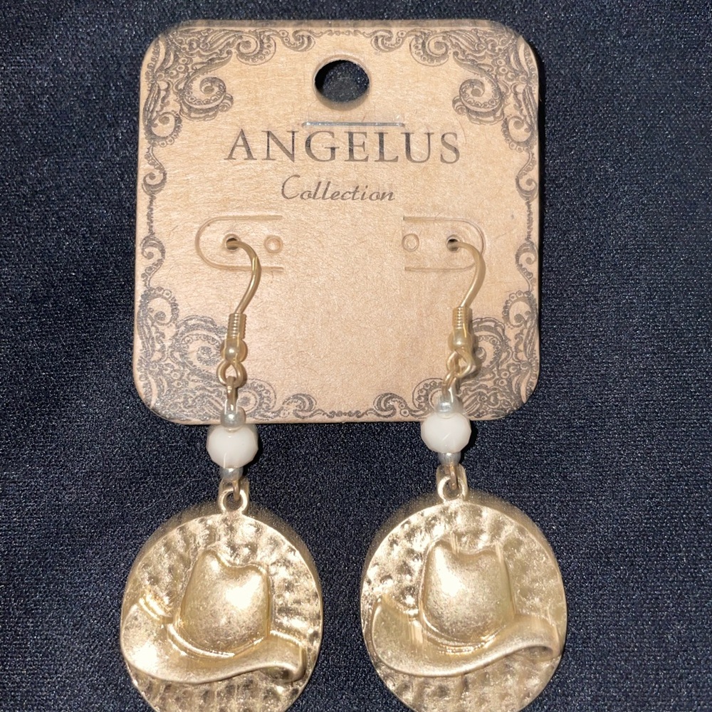 Angels Gold Cowboy Hat Earrings